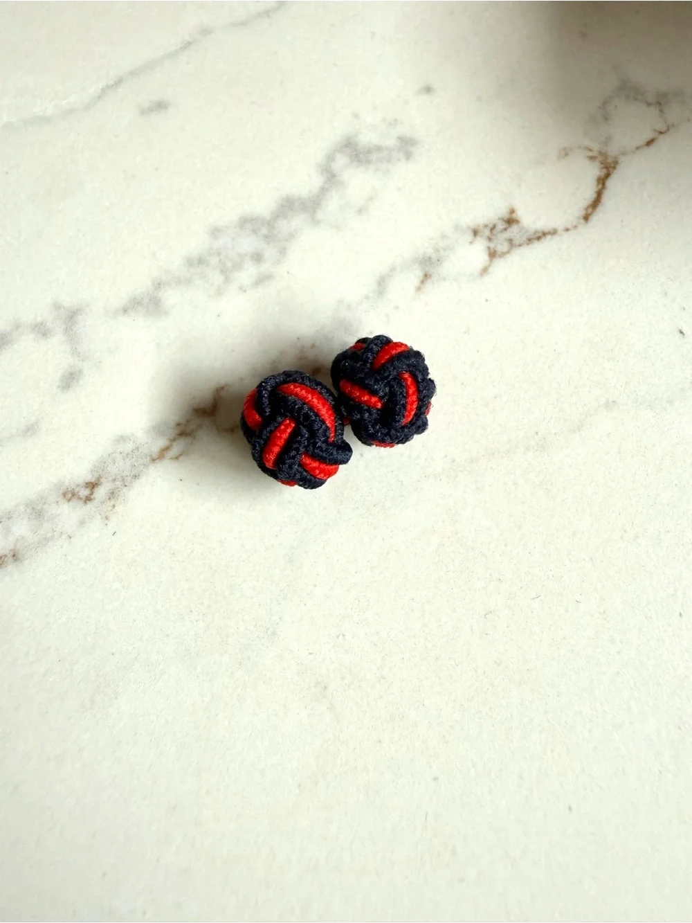 Navy & Red Knot Cufflinks - Classic Tuxedo/Formal Accessory